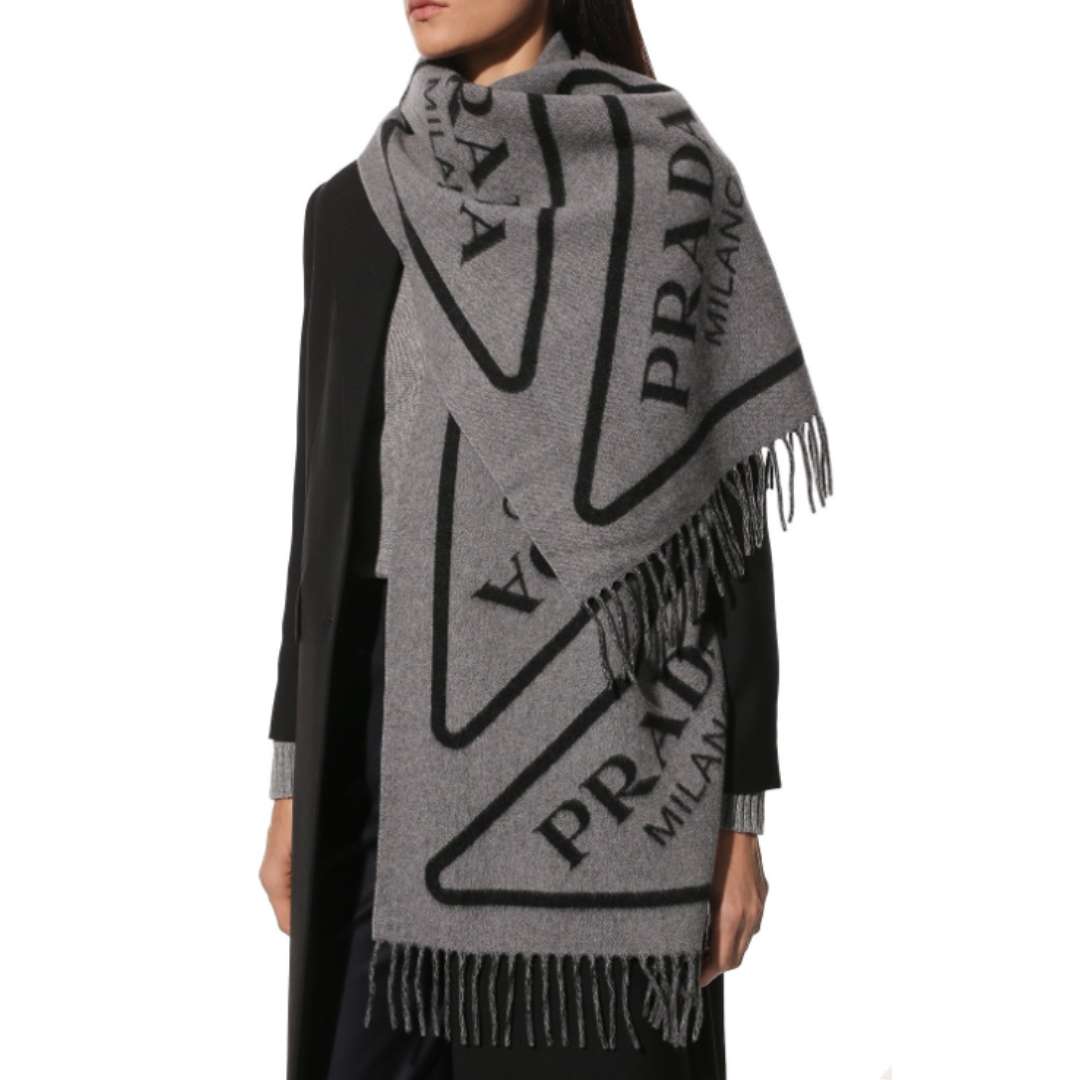 Embroidered cashmere scarf