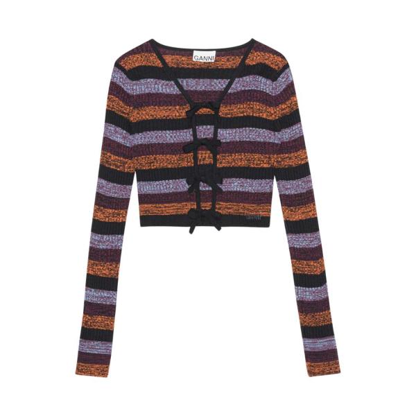 Multicolour Striped Merino Rib Cropped Cardigan