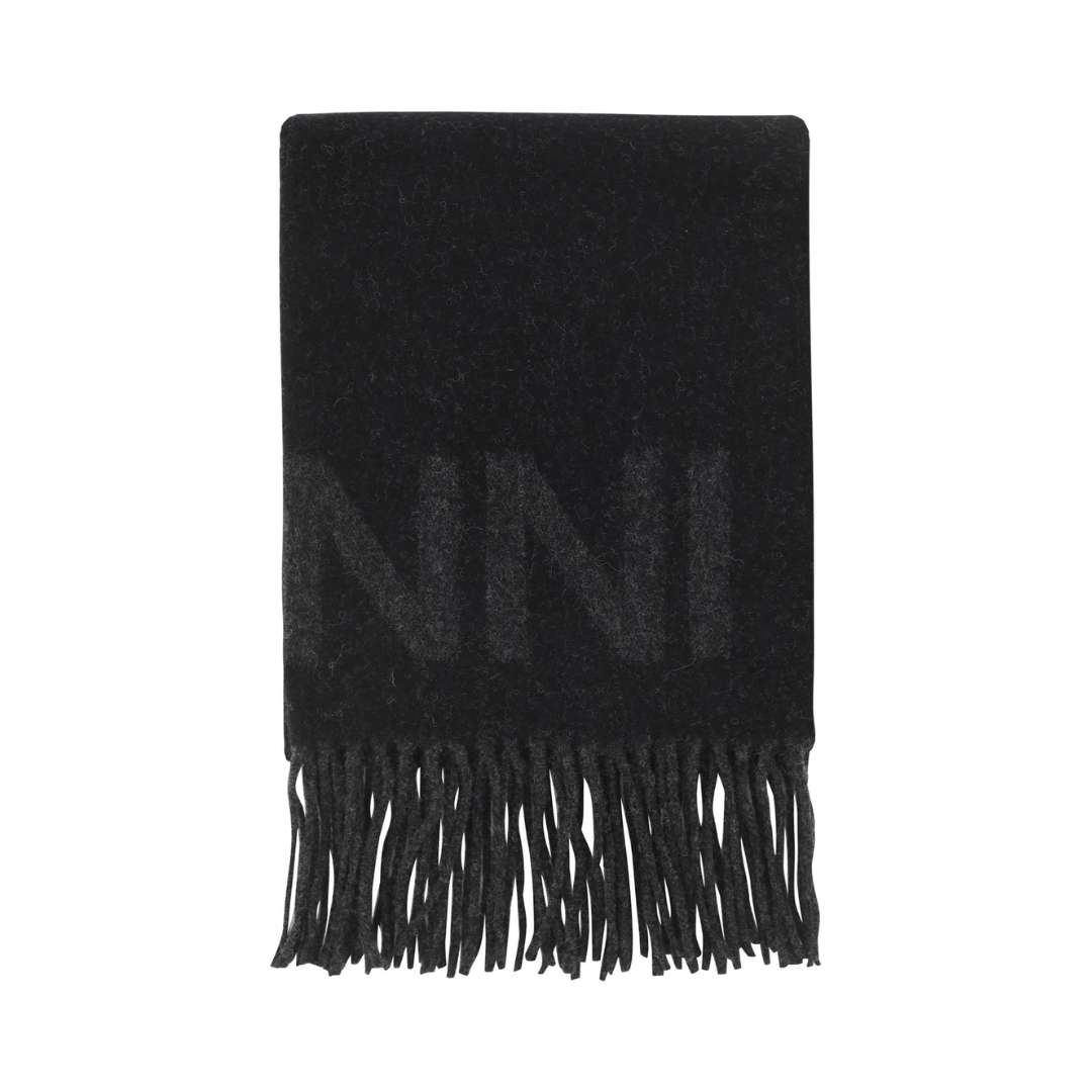 Black Fringed Wool Scarf