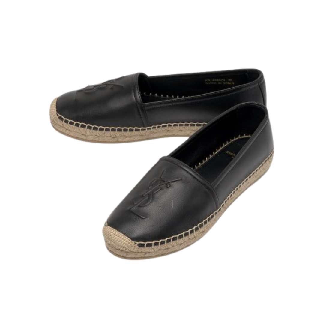 Embossed Monogram Leather Espadou - Black