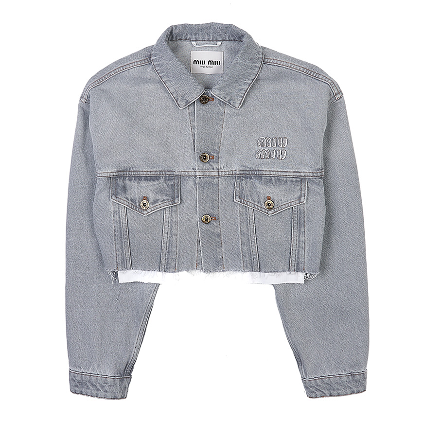 cropped denim blouson jacket