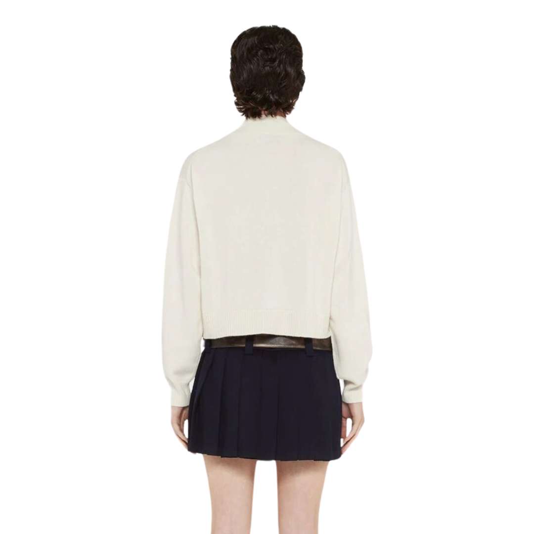 Crystal-embellished logo cashmere cardigan