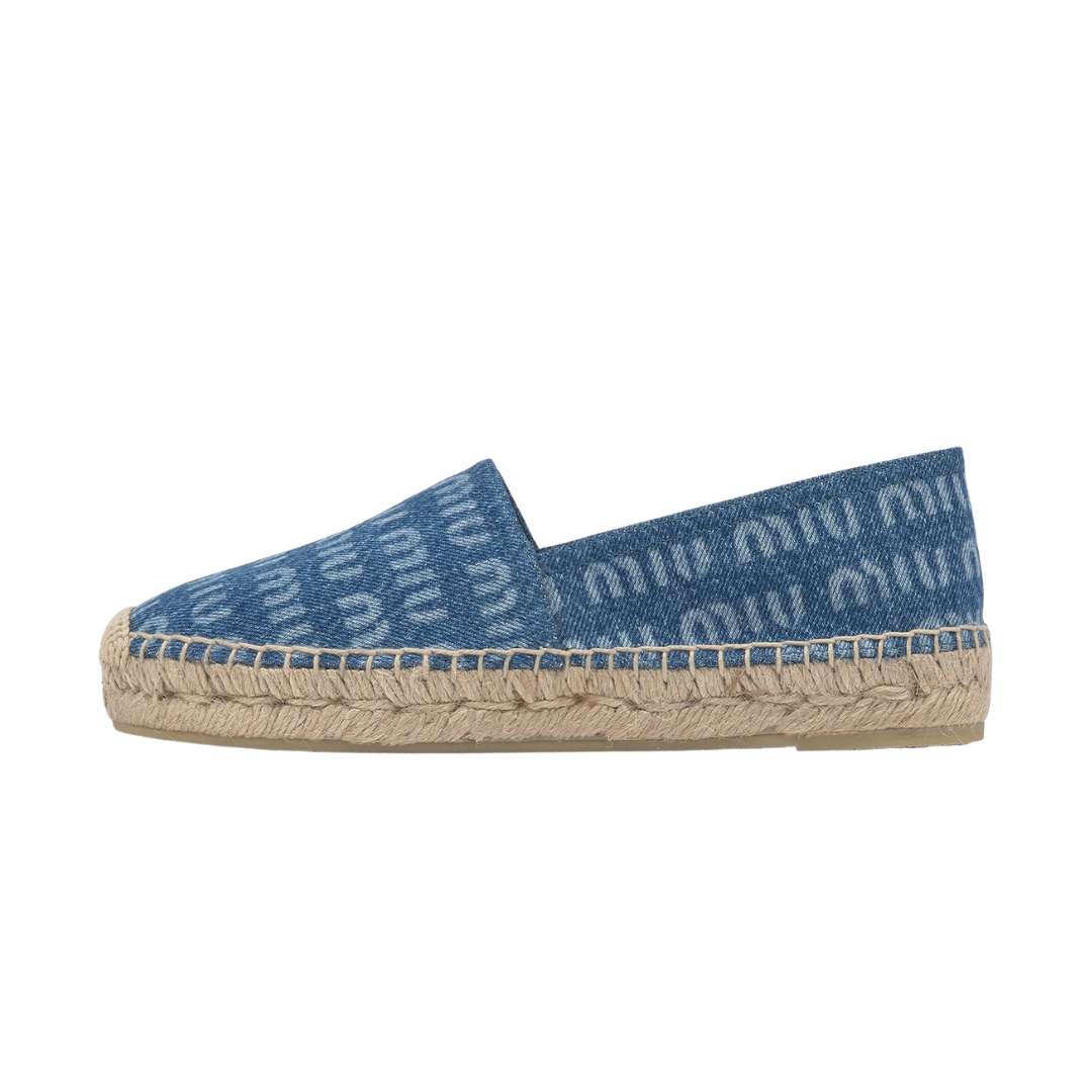 Denim Logo Flat Espadrilles