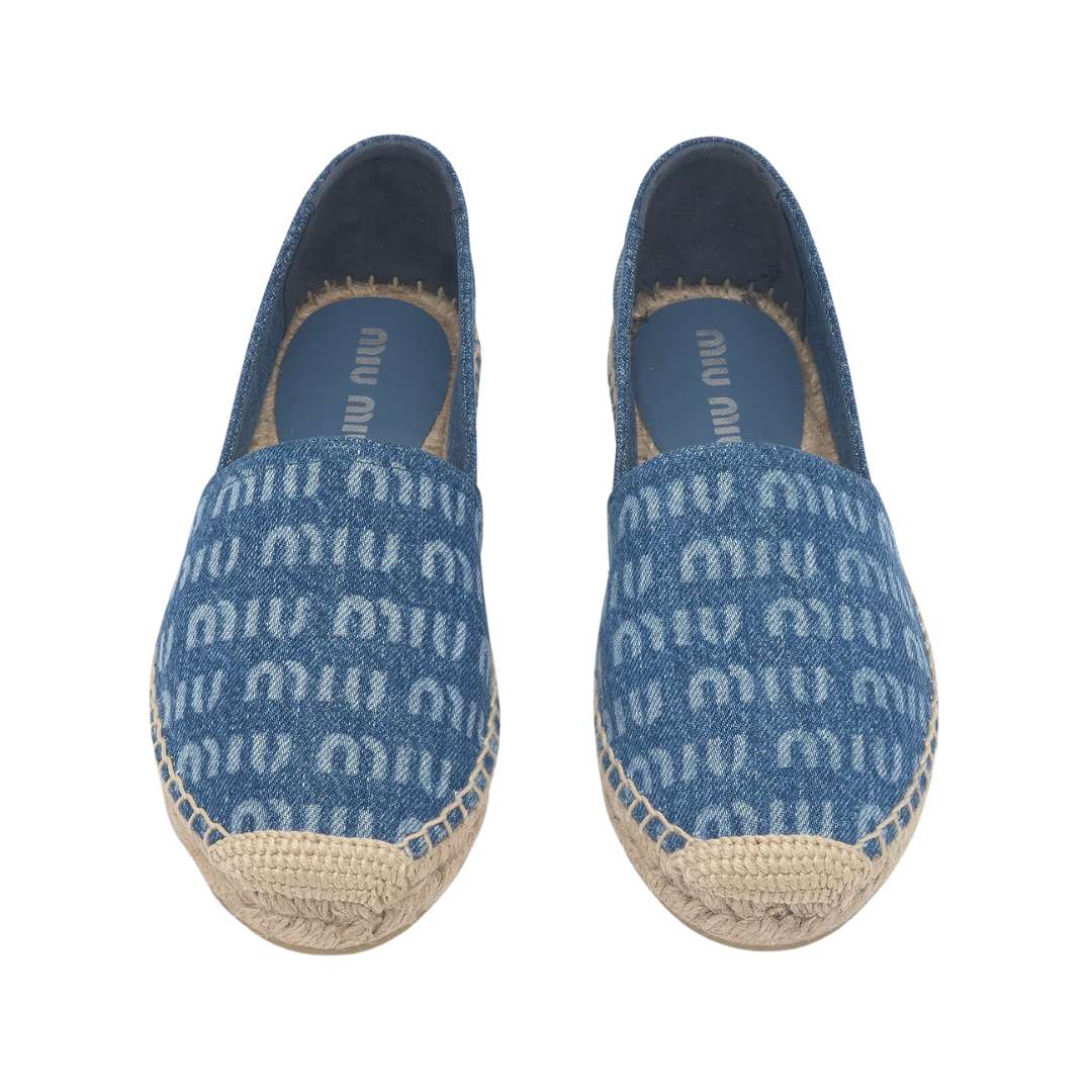 Denim Logo Flat Espadrilles