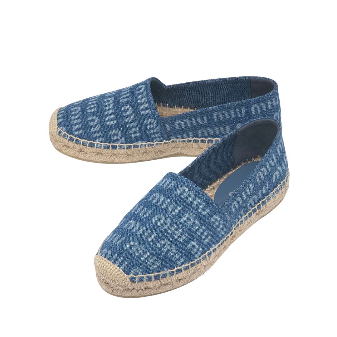 Denim Logo Flat Espadrilles