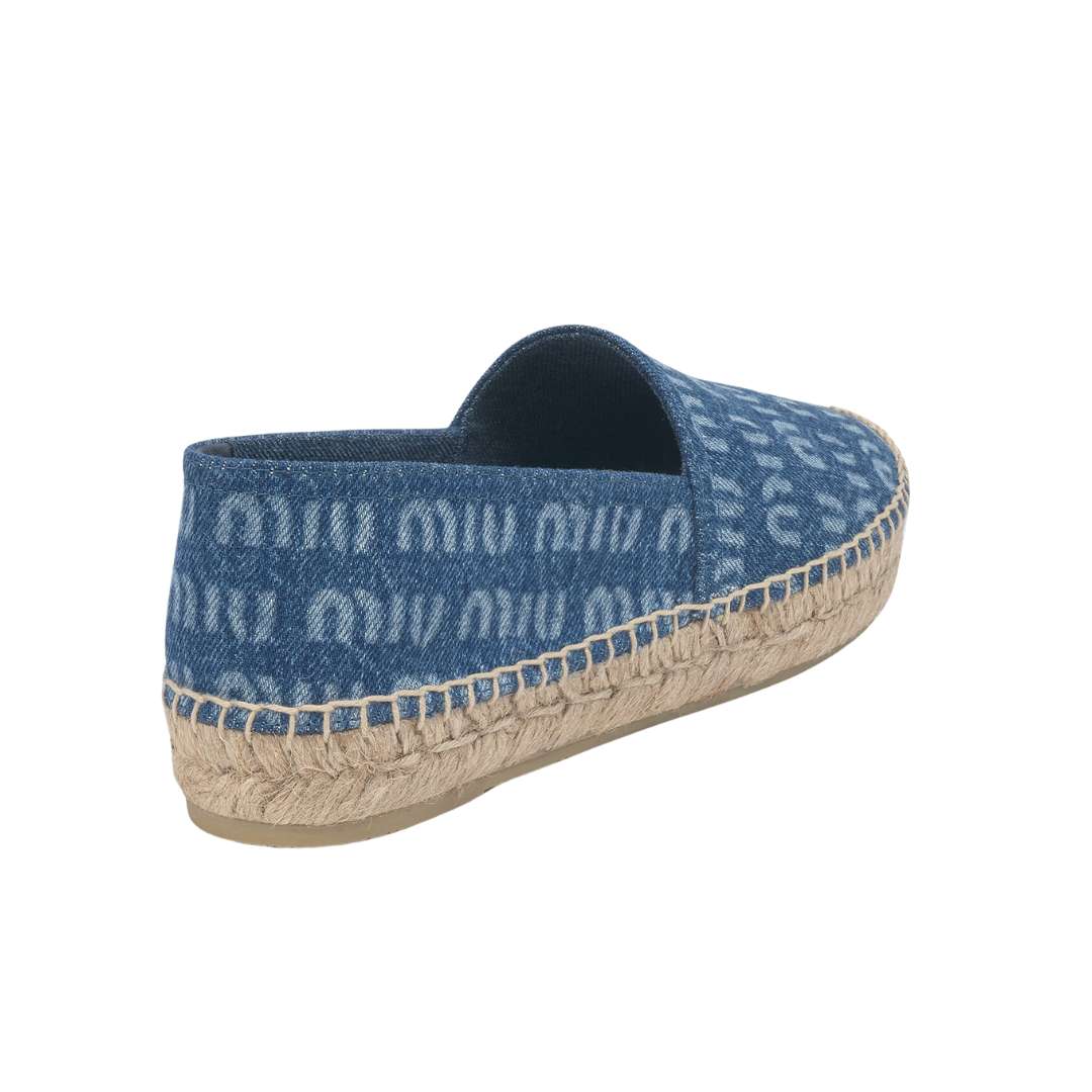 Denim Logo Flat Espadrilles