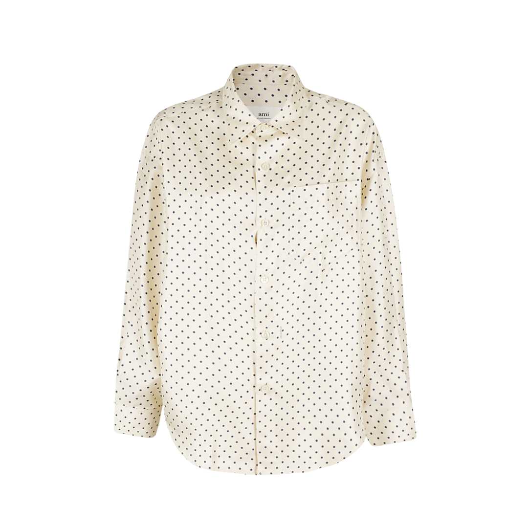 Boxy fit dot silk shirt