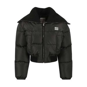 Short Nylon Plain Logo Down Jackets