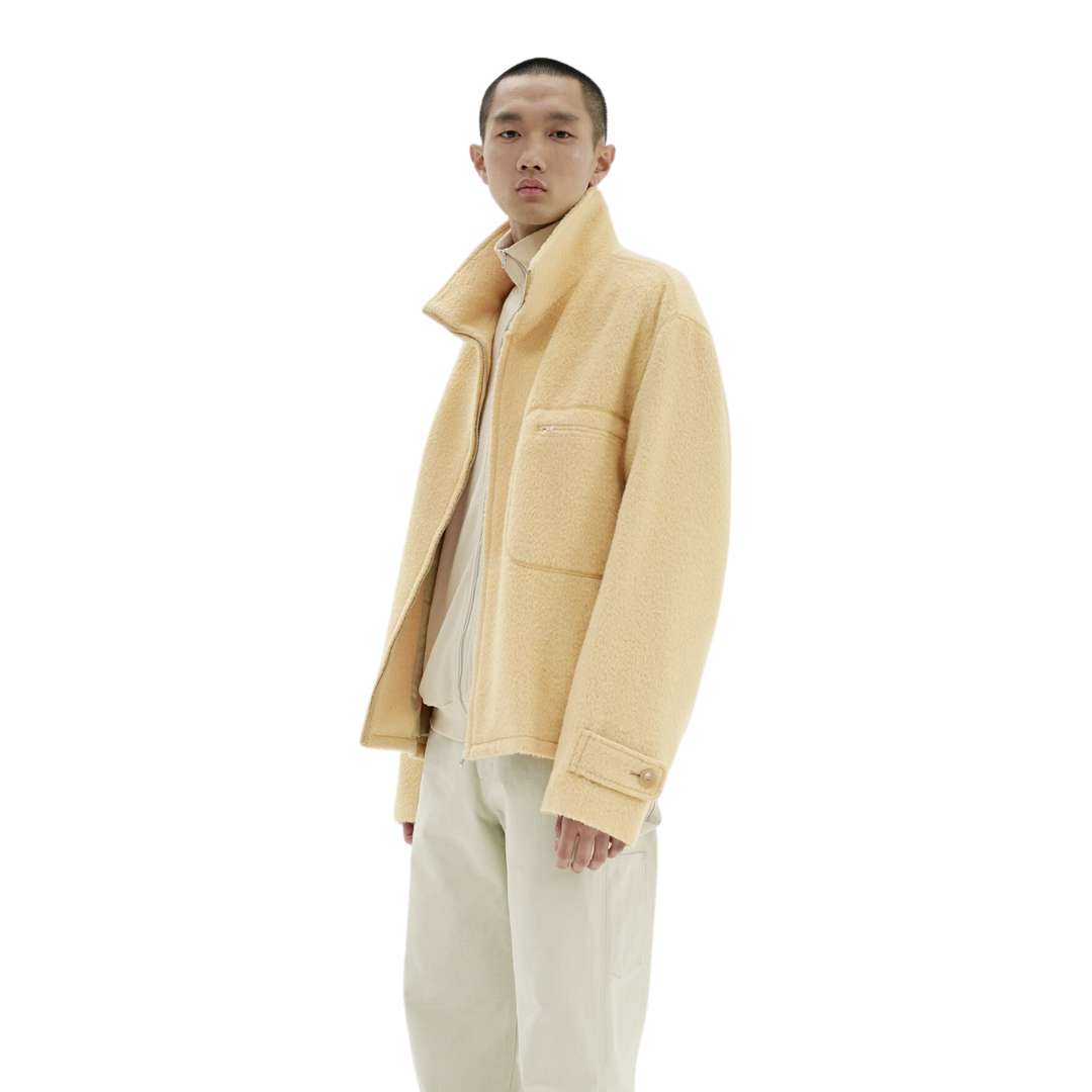 BRUSHED SURI ALPACA MOHAIR JACQUARD ZIP BLOUSON