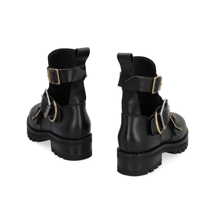 Calfskin buckle ankle boots