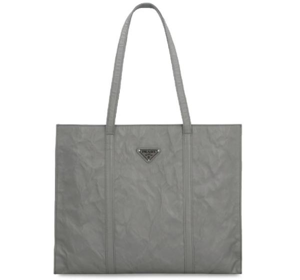 Triangular logo nappa leather large tote bag