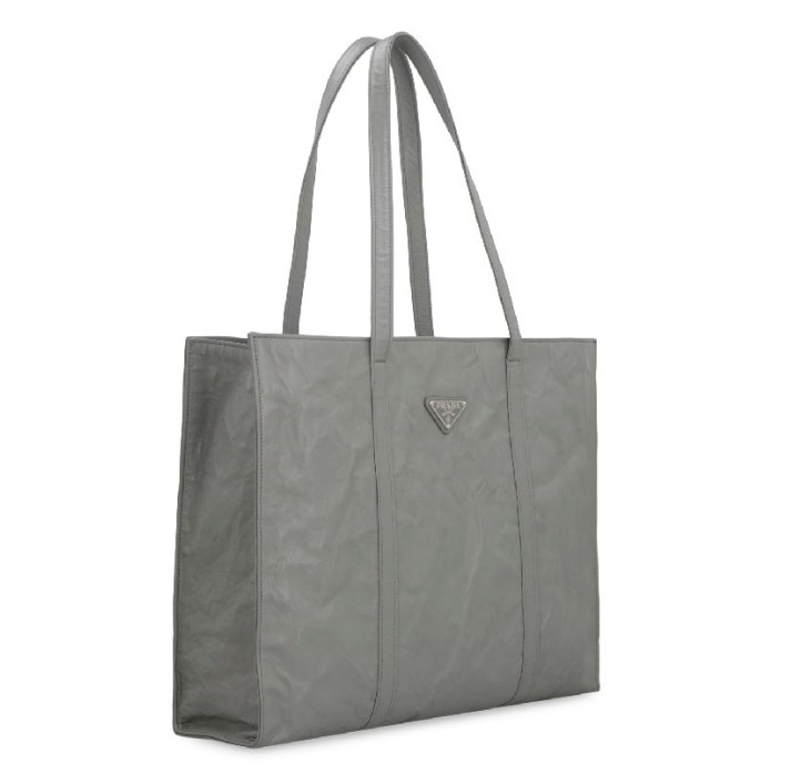 Triangular logo nappa leather large tote bag