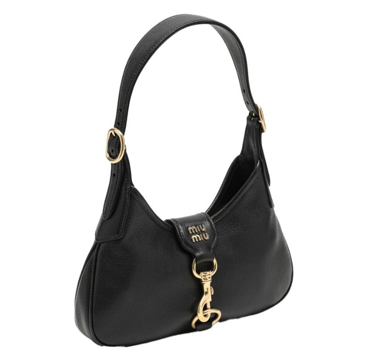 Madras leather logo hobo bag