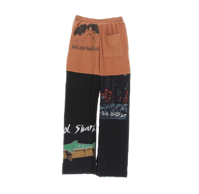 Multi-patchwork cotton track pants