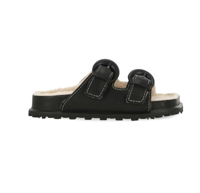 Moon buckle strap shearling sandals