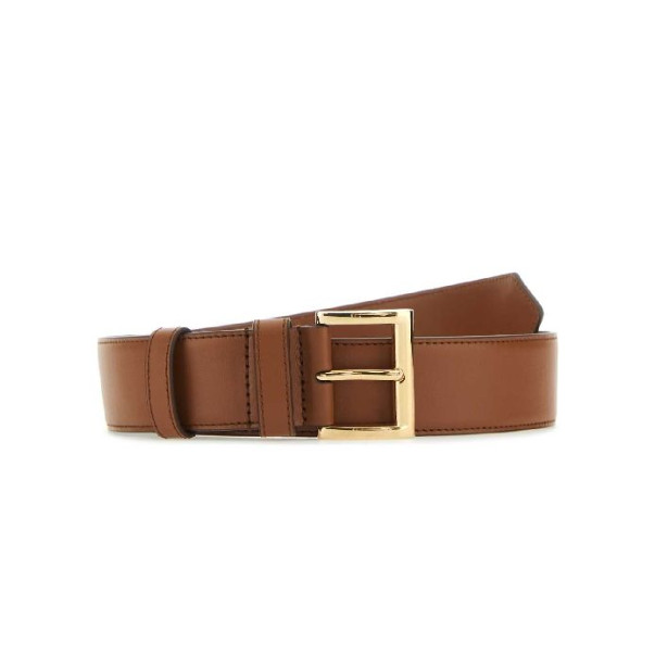 Triangle logo square buckle leather belt