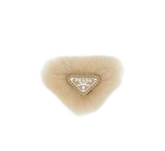 Triangular logo shearling hairpin