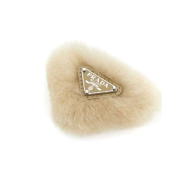 Triangular logo shearling hairpin