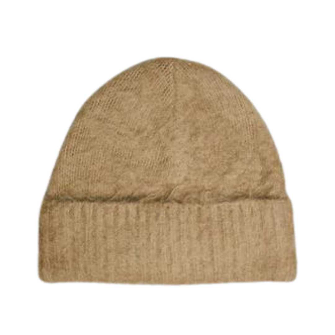 WOOL BLEND BEANIE IN DARK BEIGE