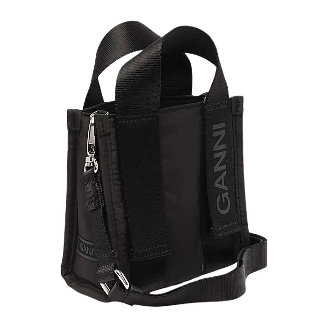 Mini black tech tote bag