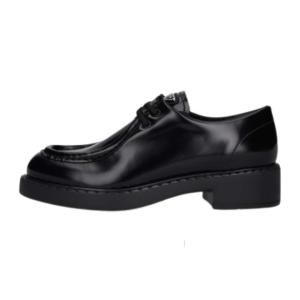 Women's Triangle Logo Brushed Leather Loafers - Black