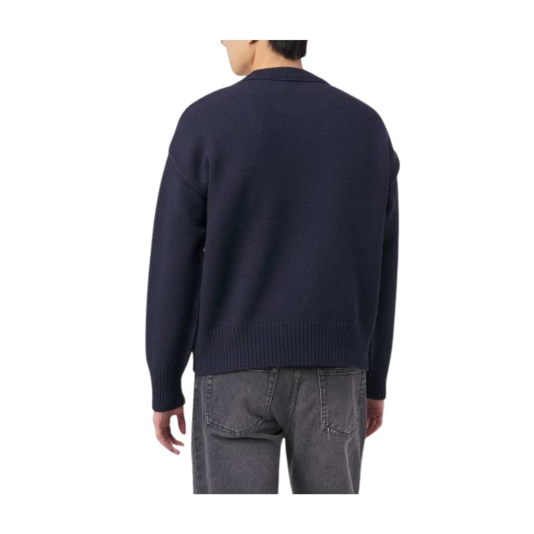 Men's Big Heart Round Sweater - Night Blue