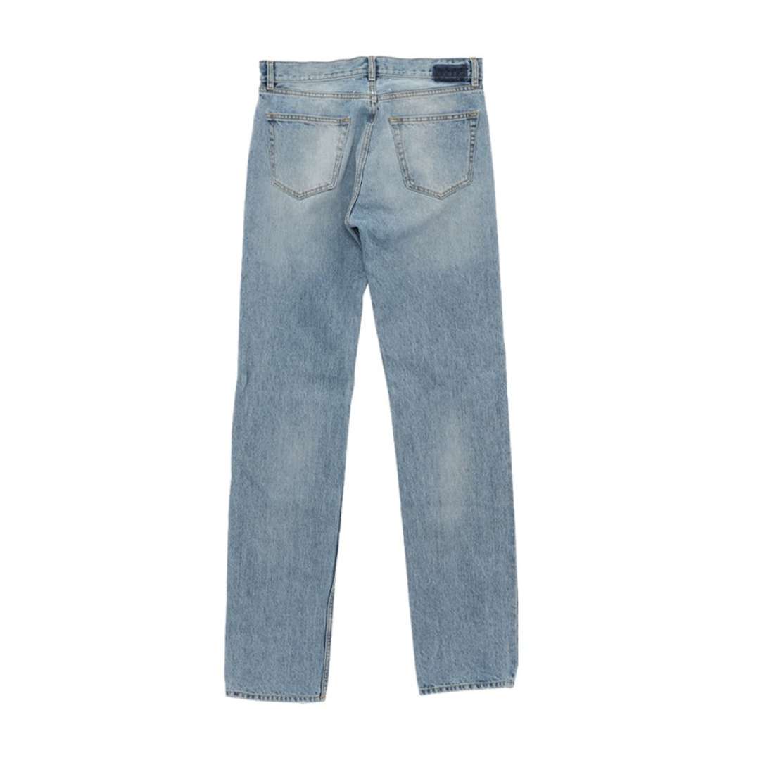 Stitched straight denim pants