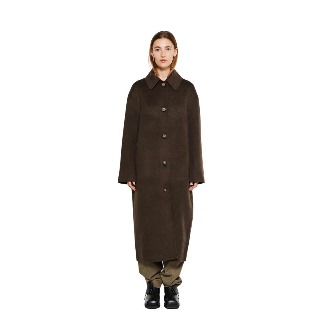 DOUBLE CAR COAT IN CHOCOLATE MELANGE