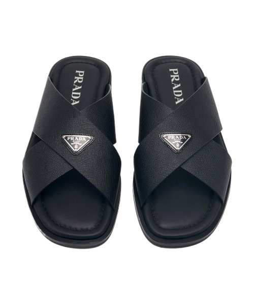 Men's Triangle Logo Slides - Black