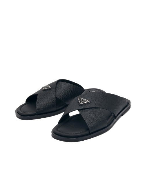 Men's Triangle Logo Slides - Black