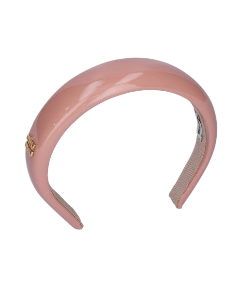  Women’s Metal Logo Leather Hairband – Pink