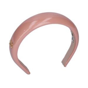  Women’s Metal Logo Leather Hairband – Pink