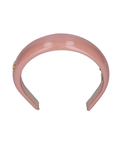  Women’s Metal Logo Leather Hairband – Pink