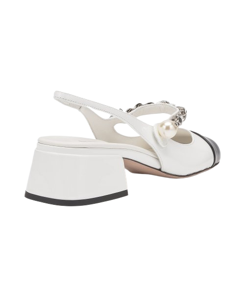  [Weekend Special Price] Women’s Ballerina Slingback Pumps – White: Black