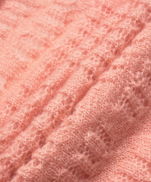  [Weekend Special] Women's Jacquard Balloon Crop Short Sleeve Knit - Pink