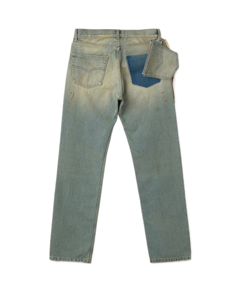 [Weekend Special] Women's Pocket Strap Vintage Denim Pants - Blue 