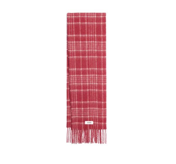 Jacquemus L'echarpe Carro Le Chouchou Jacquard Check Scarf Dark Red