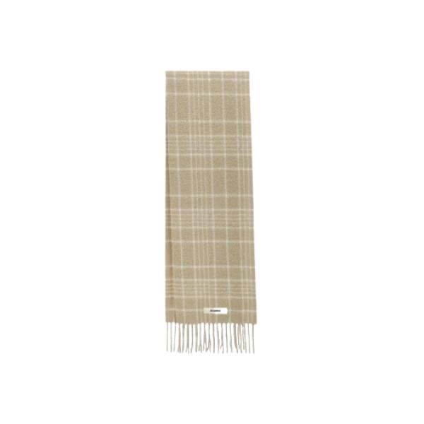 Jacquemus L'echarpe Carro Le Chouchou Jacquard Check Scarf Beige