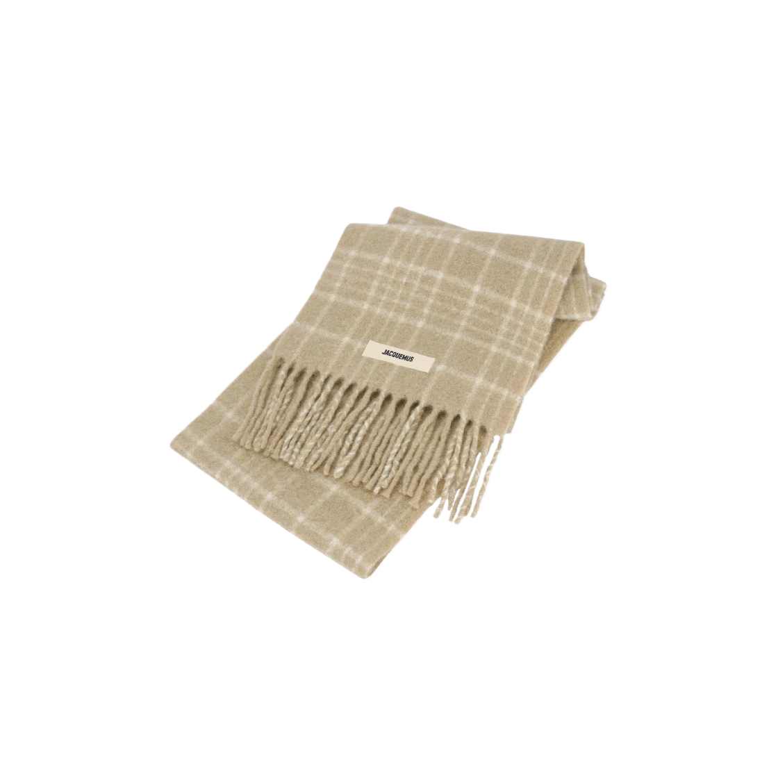 Jacquemus L'echarpe Carro Le Chouchou Jacquard Check Scarf Beige