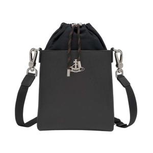 Vivienne Westwood Saffiano Drawstring Crossbody Bag Black