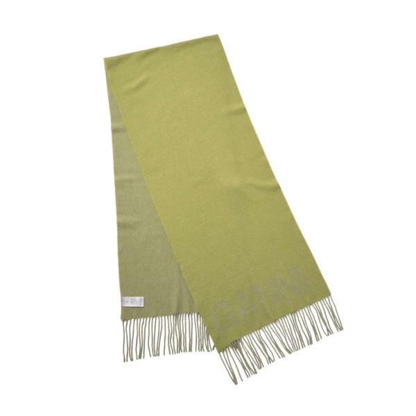 Logo fringe wool muffler