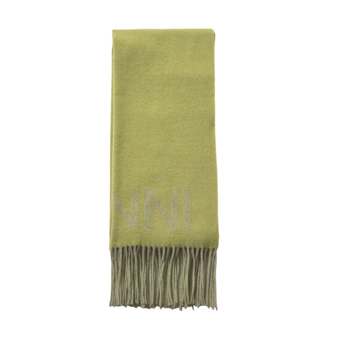 Logo fringe wool muffler