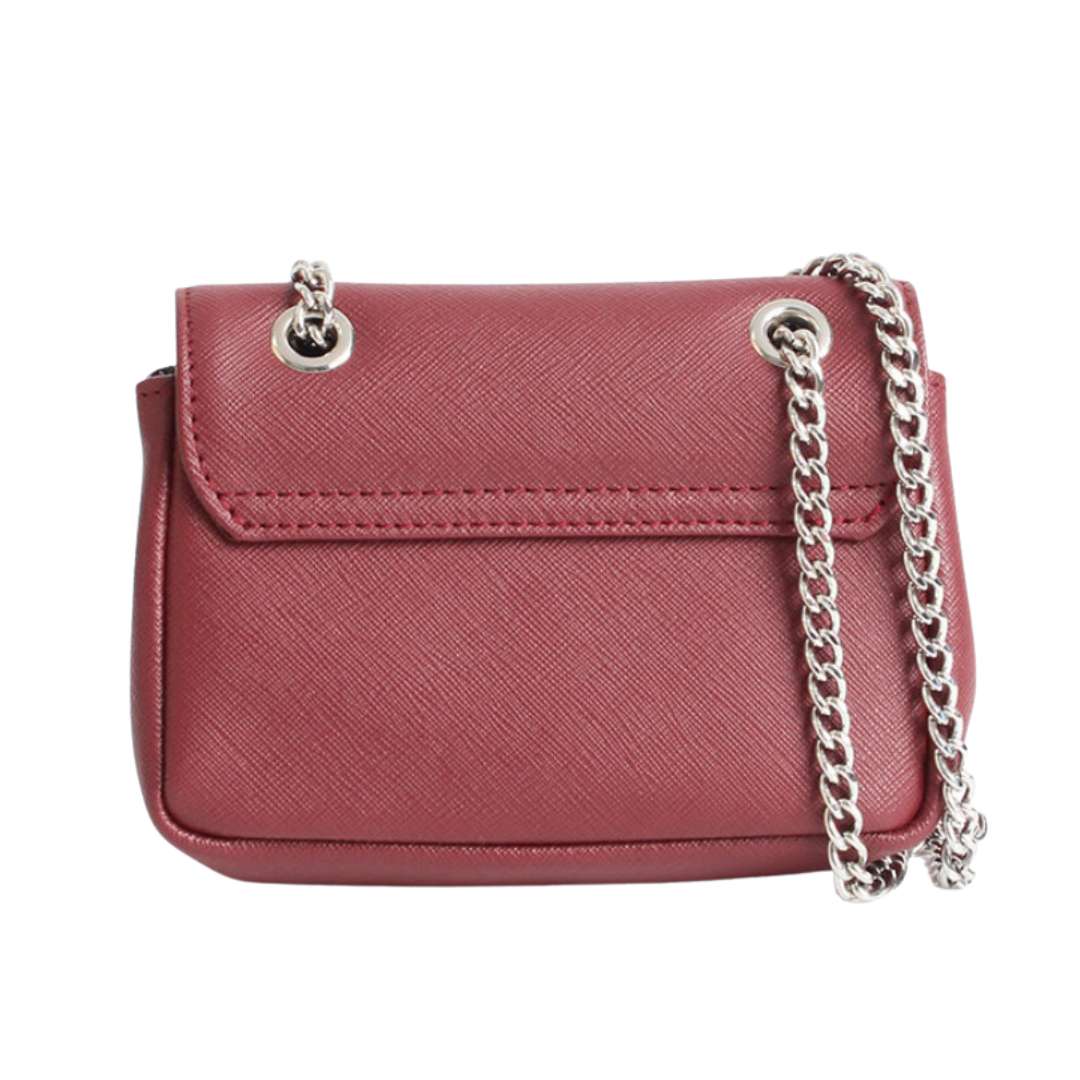 Mini silver chain Saffiano cross bag