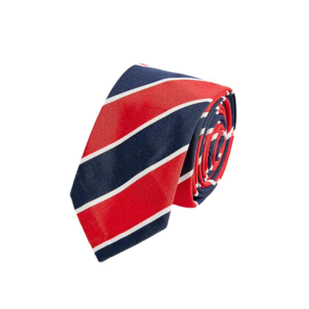 Red & Navy Awning Stripe Neck Tie 