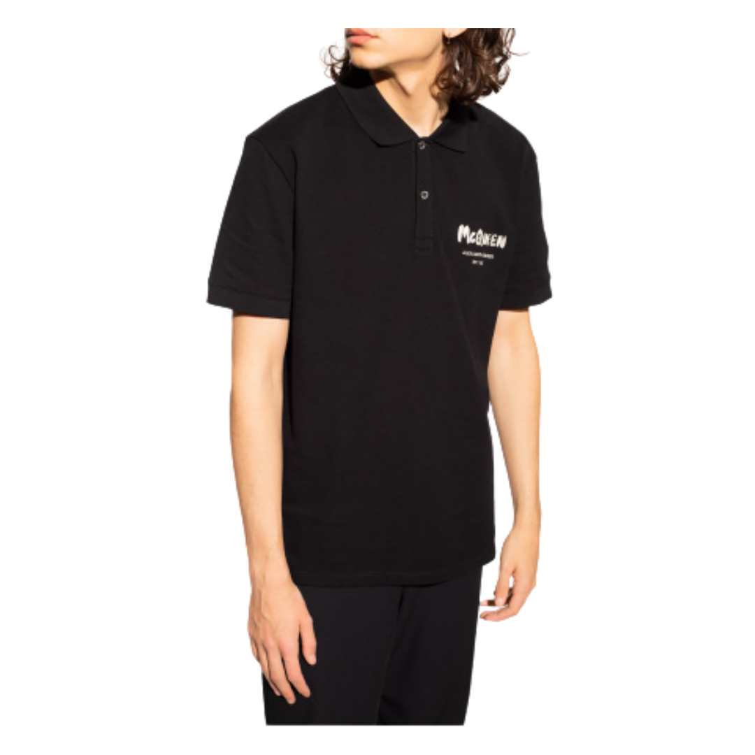 logo embroidered short sleeve polo tee