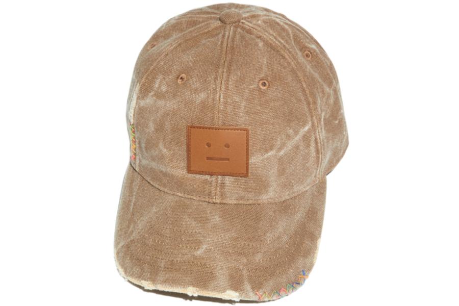 Leather Face Patch Distress Washing Ball Cap