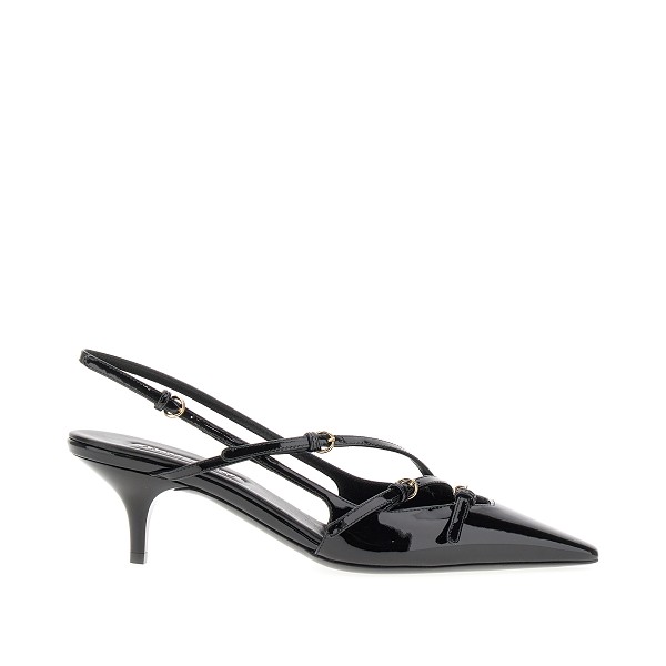 Patent slingback heels