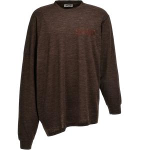Logo-embroidered twisted wool long sleeves