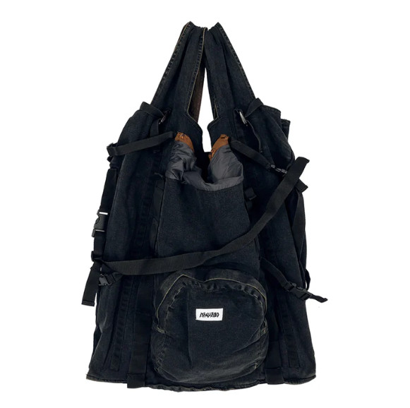 Backpack detail denim shopper shoulder bag