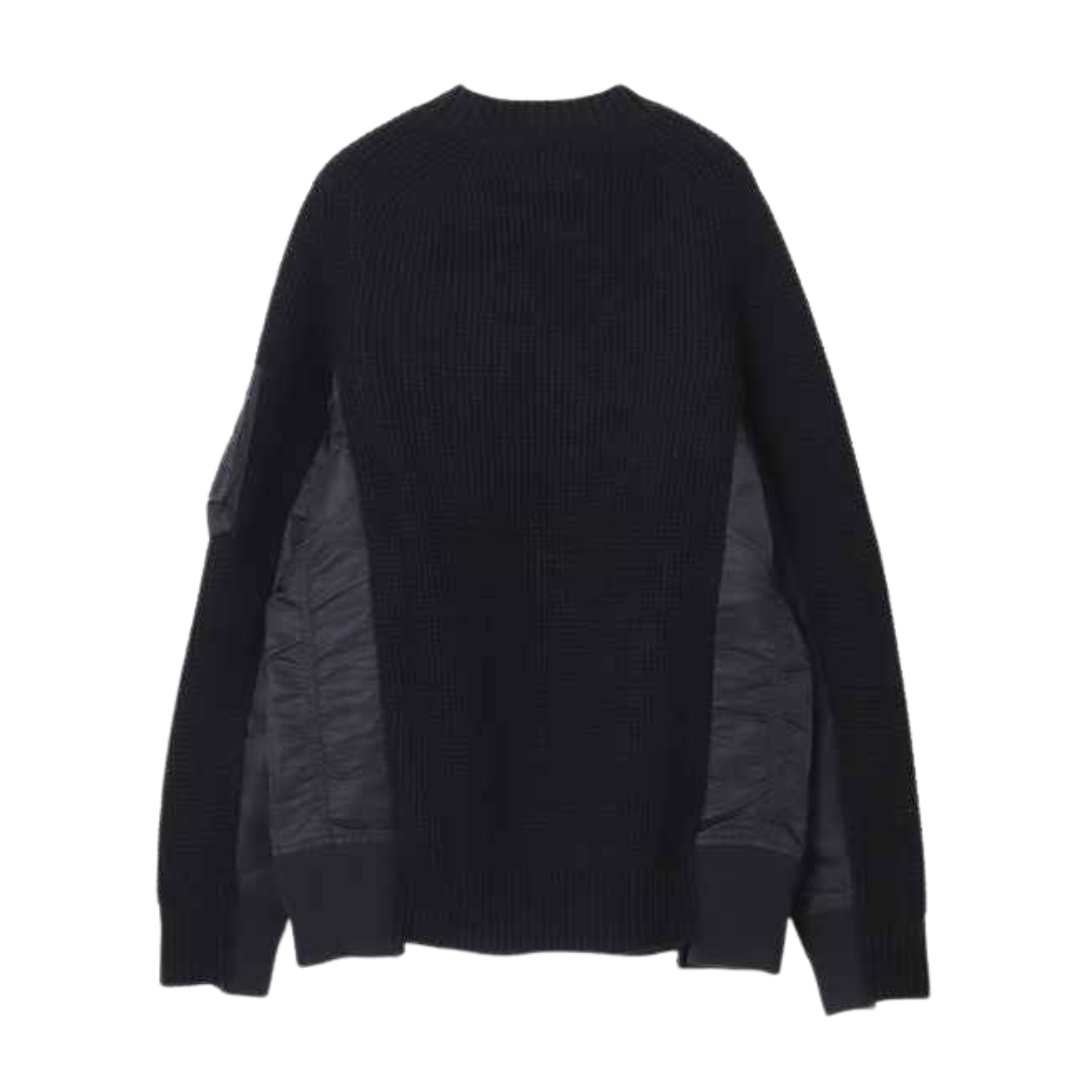 Nylon Twill x Wool Knit Pullover